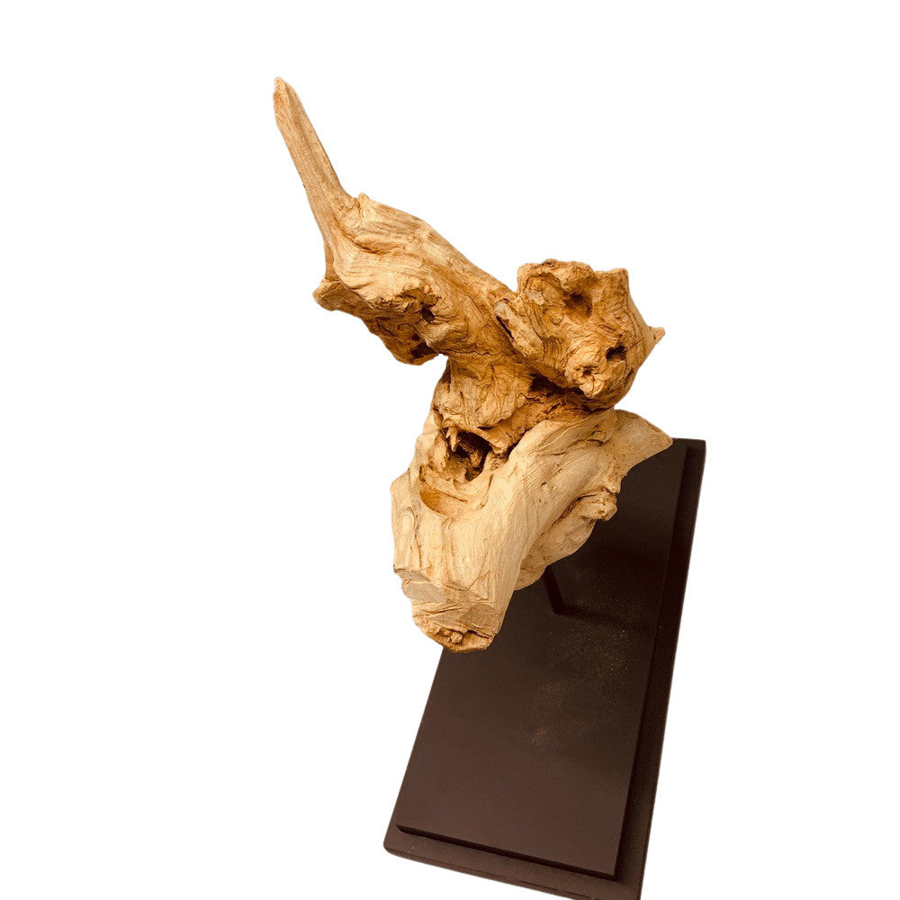 Bleached Teak Sculpture On Stand - Berbere Imports