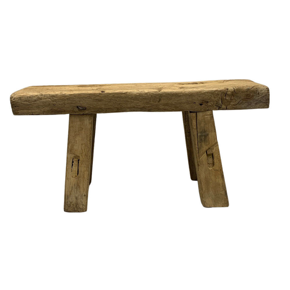 Vintage Mini Elm Wood Workers Stool - Berbere Imports