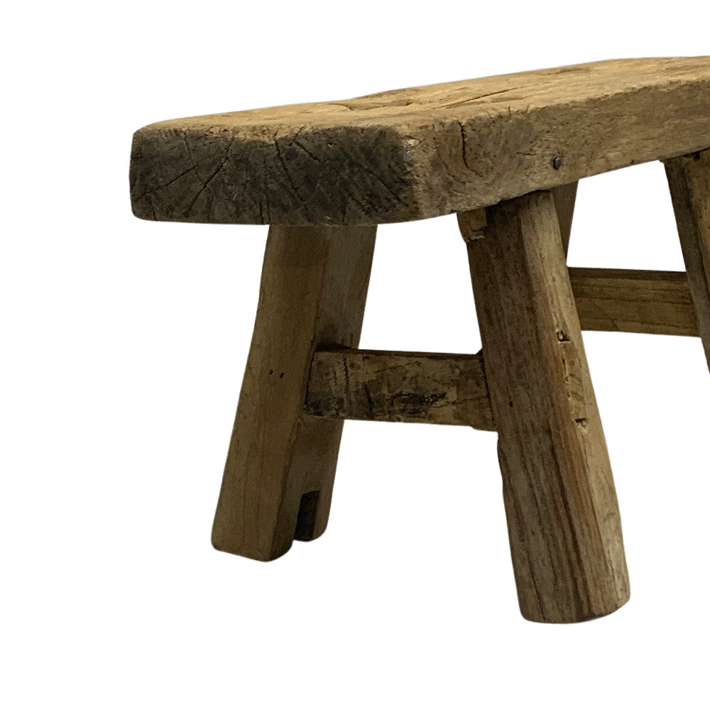 Vintage Mini Elm Wood Workers Stool - Berbere Imports