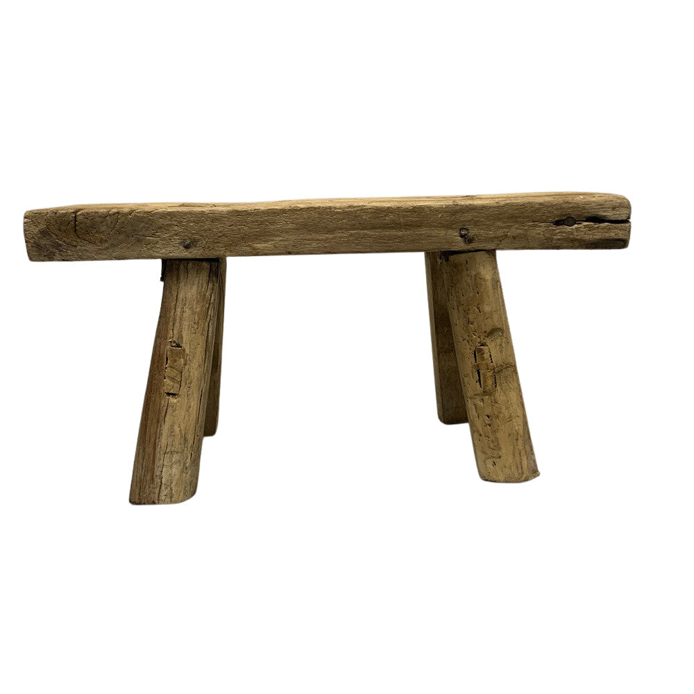 Vintage Mini Elm Wood Workers Stool - Berbere Imports