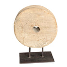 Antique Wooden Wheel On Metal Stand - Berbere Imports