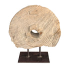 Antique Wooden Wheel On Metal Stand - Berbere Imports