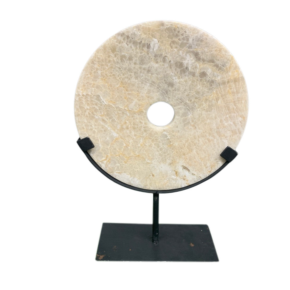 Honey Onyx Disc On Metal Stand - Berbere Imports