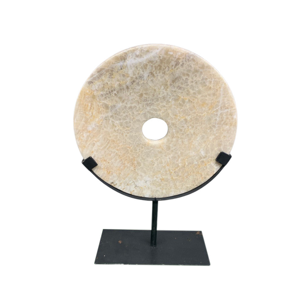 Honey Onyx Disc On Metal Stand - Berbere Imports