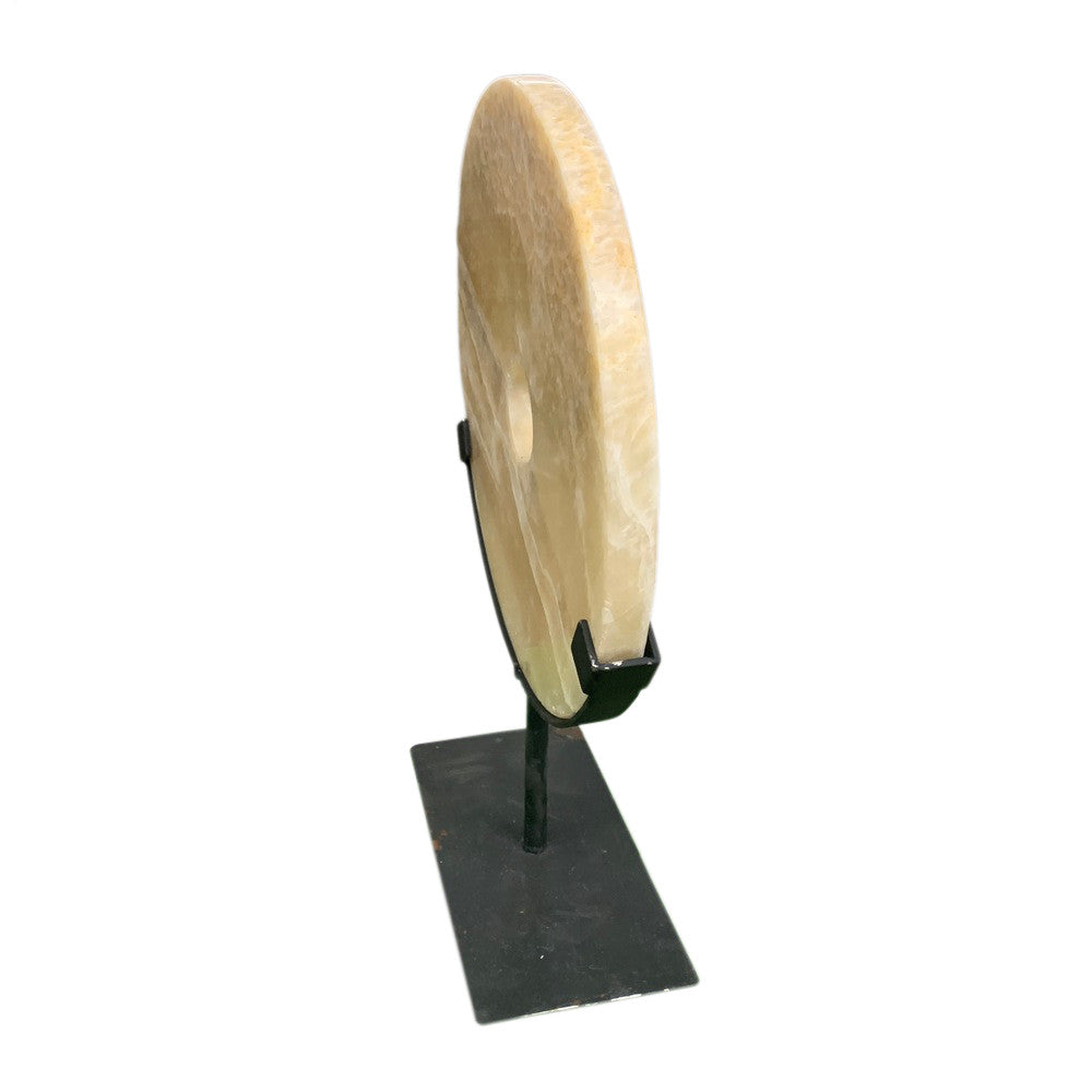 Honey Onyx Disc On Metal Stand - Berbere Imports