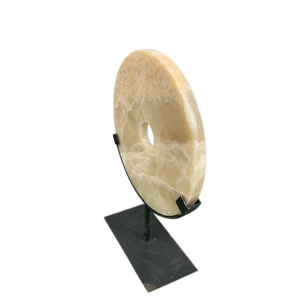 Honey Onyx Disc On Metal Stand - Berbere Imports