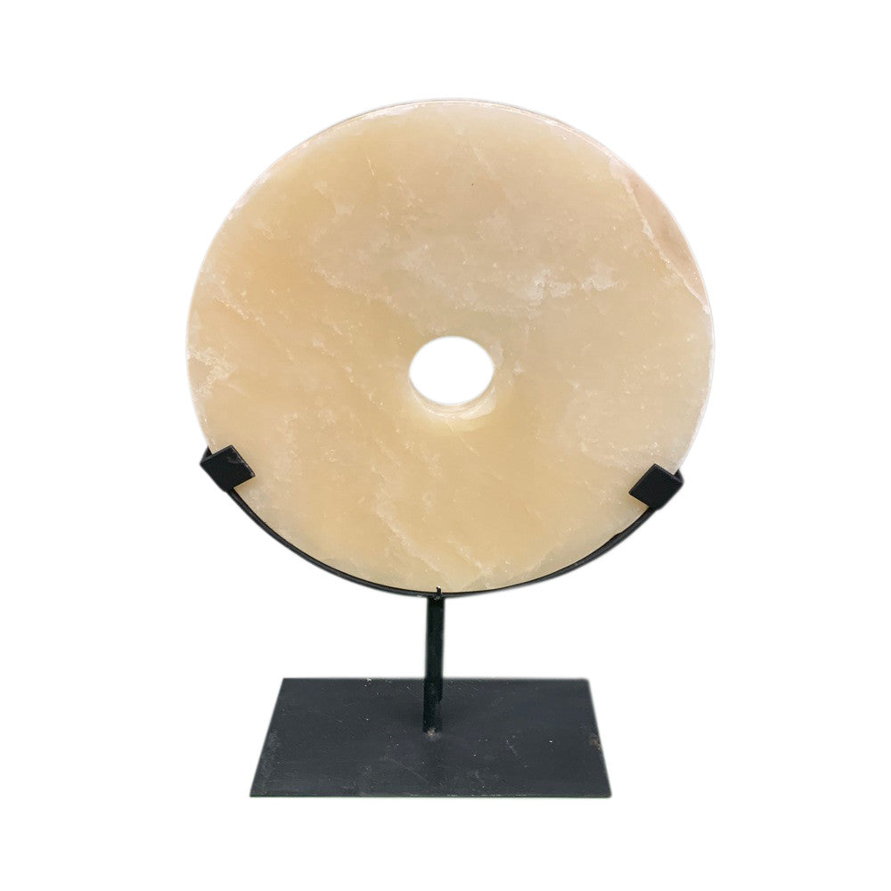 Honey Onyx Disc On Metal Stand - Berbere Imports