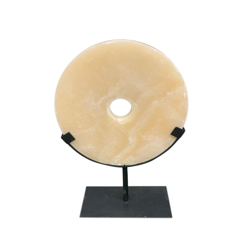 Honey Onyx Disc On Metal Stand - Berbere Imports