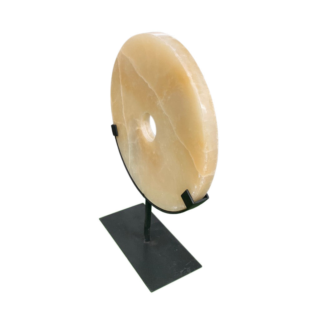 Honey Onyx Disc On Metal Stand - Berbere Imports