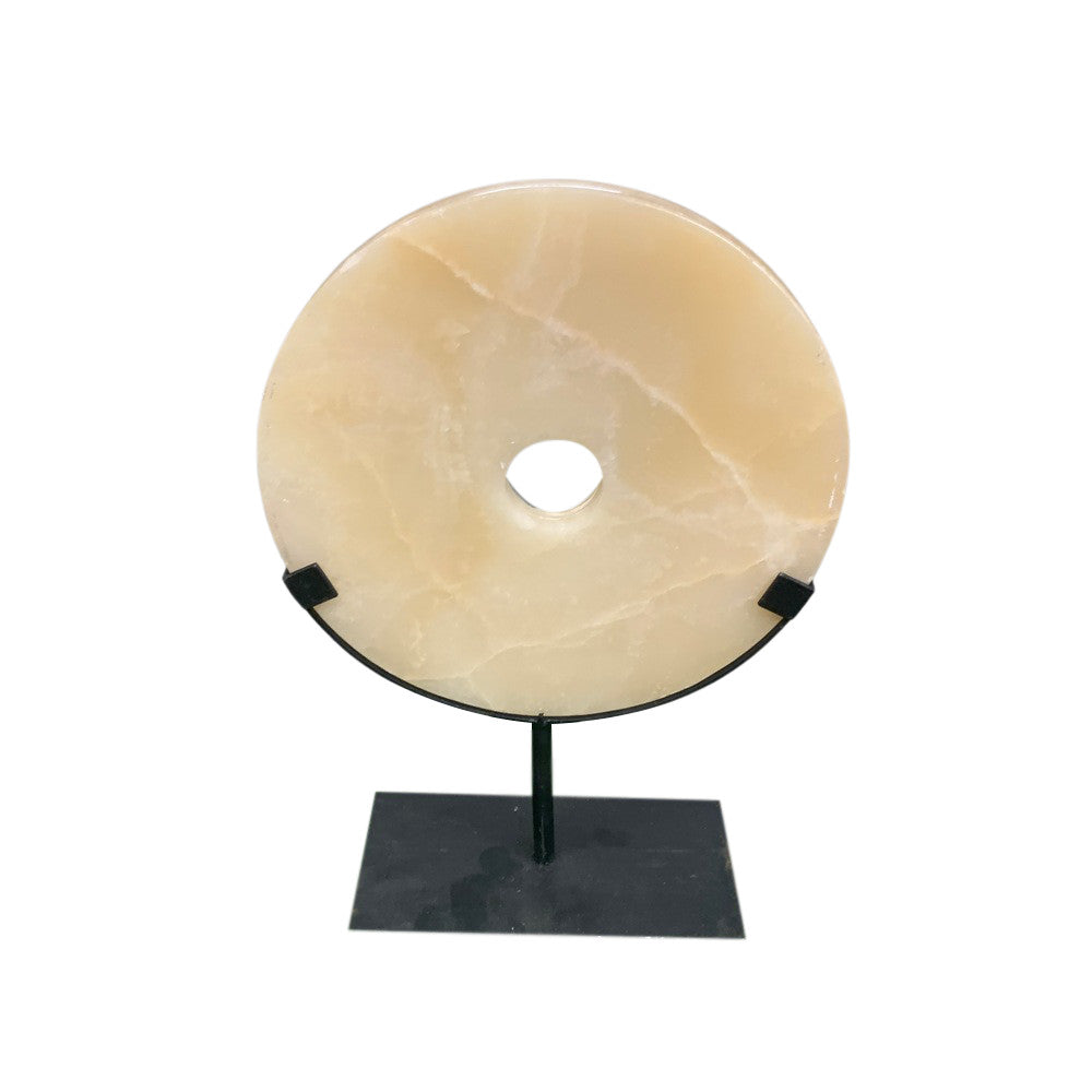 Honey Onyx Disc On Metal Stand - Berbere Imports