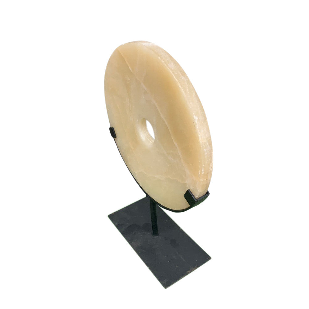 Honey Onyx Disc On Metal Stand - Berbere Imports