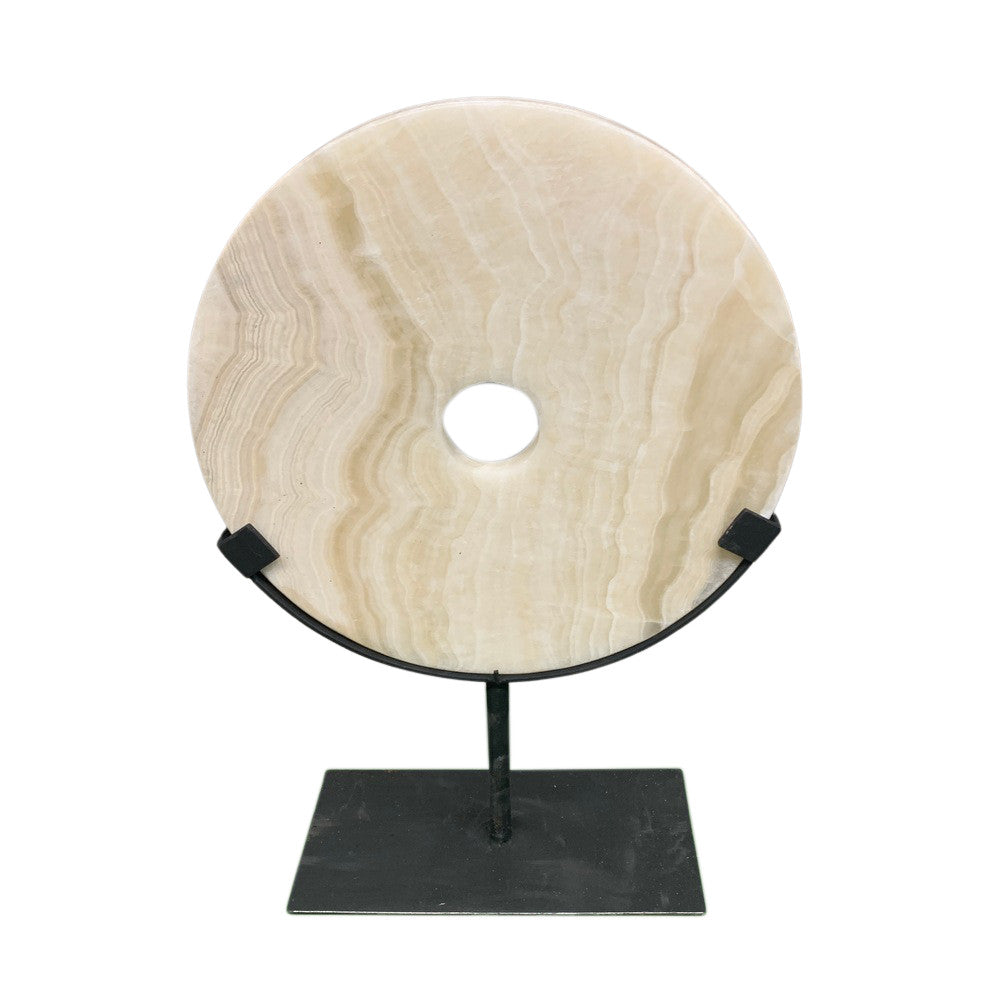 Honey Onyx Disc On Metal Stand - Berbere Imports