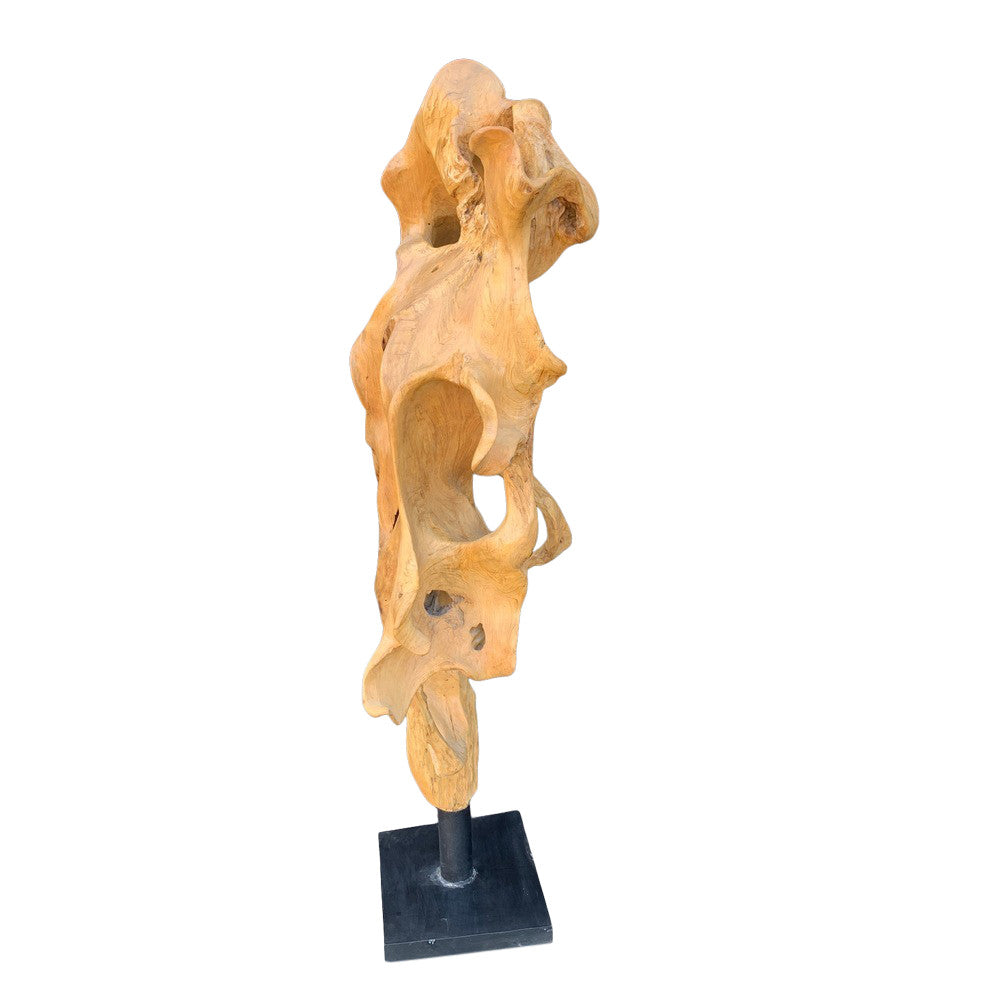 Teak Root Sculpture On Metal Base - Berbere Imports