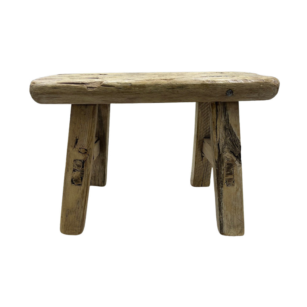 Vintage Mini Elm Wood Workers Stool - Berbere Imports