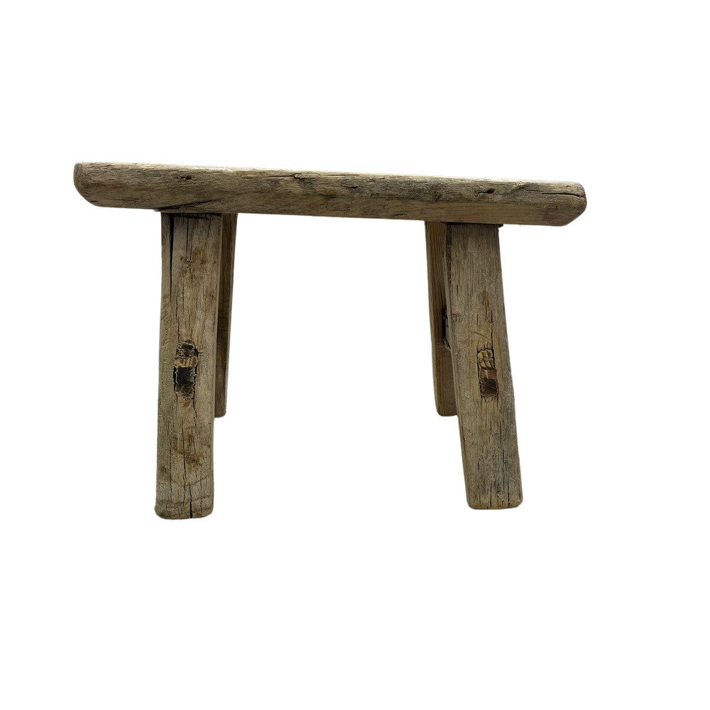 Vintage Mini Elm Wood Workers Stool - Berbere Imports