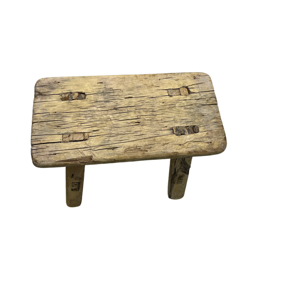 Vintage Mini Elm Wood Workers Stool - Berbere Imports