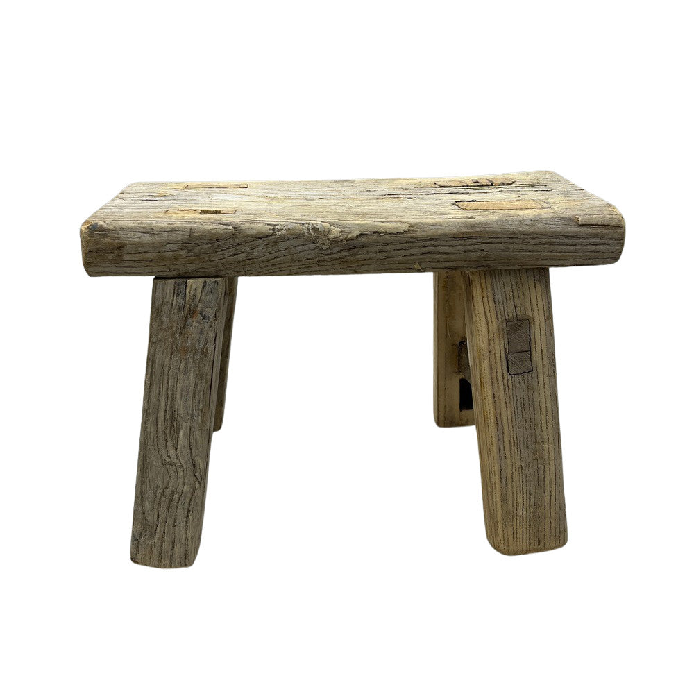 Vintage Mini Elm Wood Workers Stool - Berbere Imports