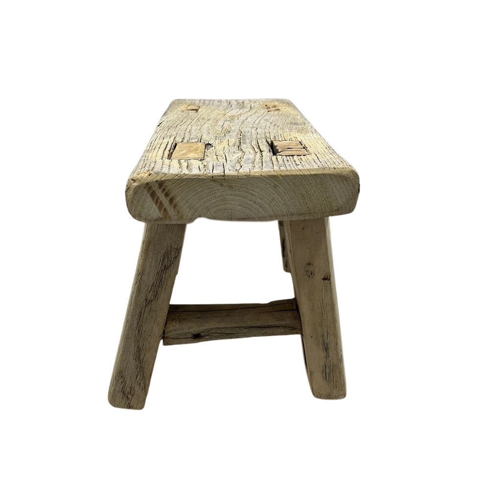 Vintage Mini Elm Wood Workers Stool - Berbere Imports