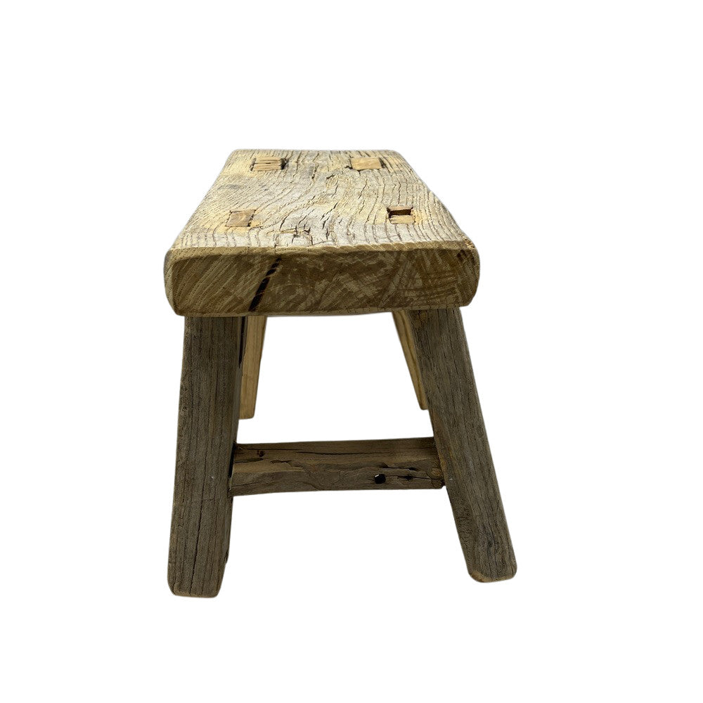 Vintage Mini Elm Wood Workers Stool - Berbere Imports