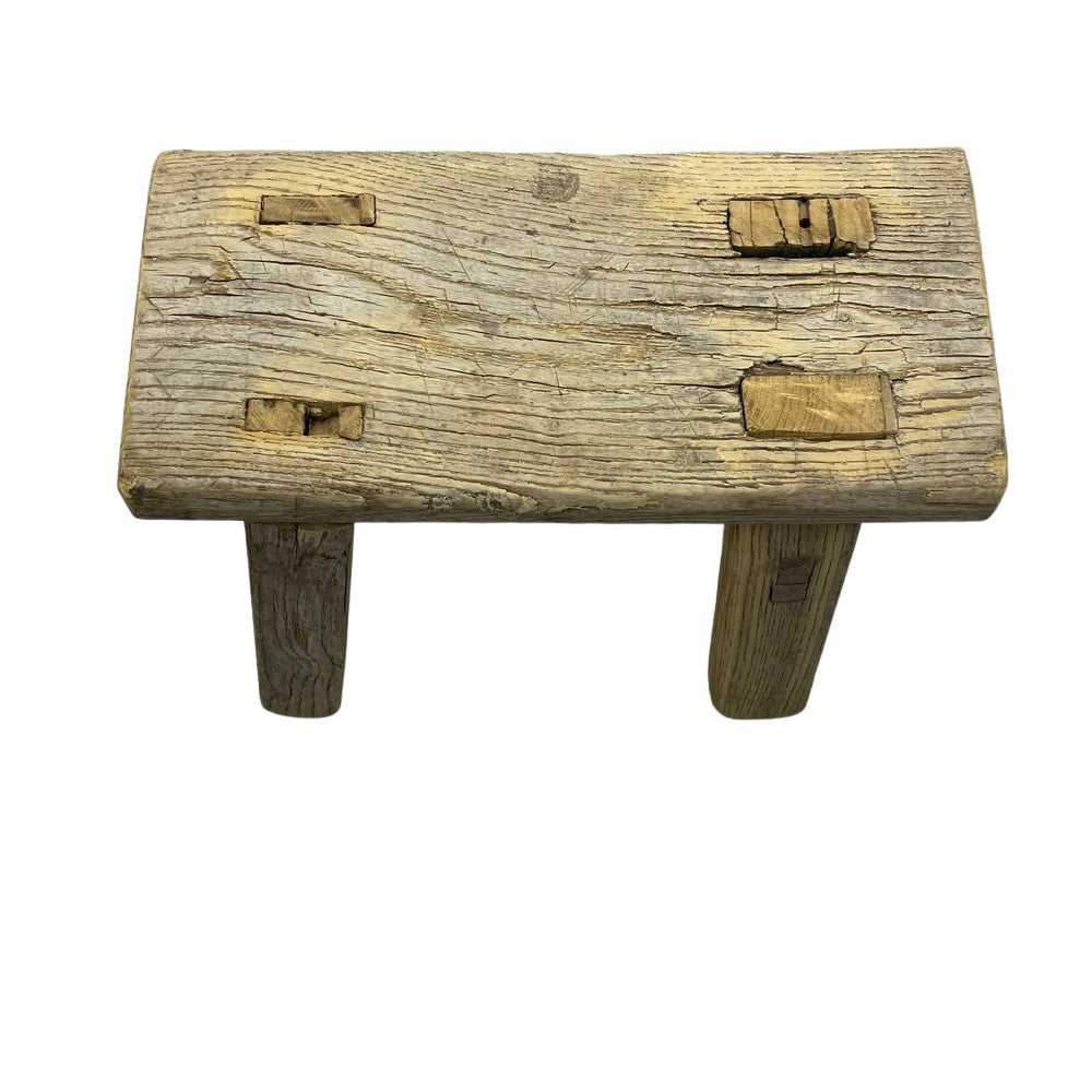 Vintage Mini Elm Wood Workers Stool - Berbere Imports