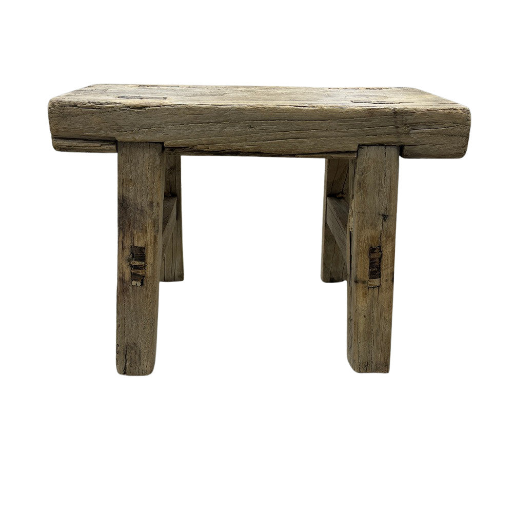 Vintage Mini Elm Wood Workers Stool - Berbere Imports