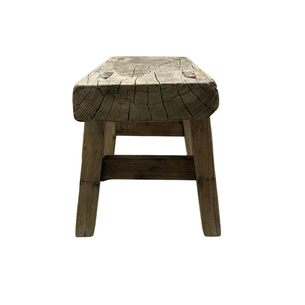 Vintage Mini Elm Wood Workers Stool - Berbere Imports