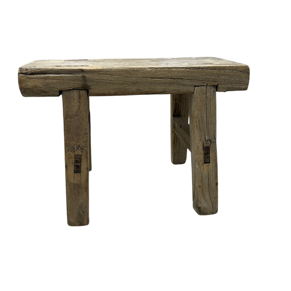 Vintage Mini Elm Wood Workers Stool - Berbere Imports