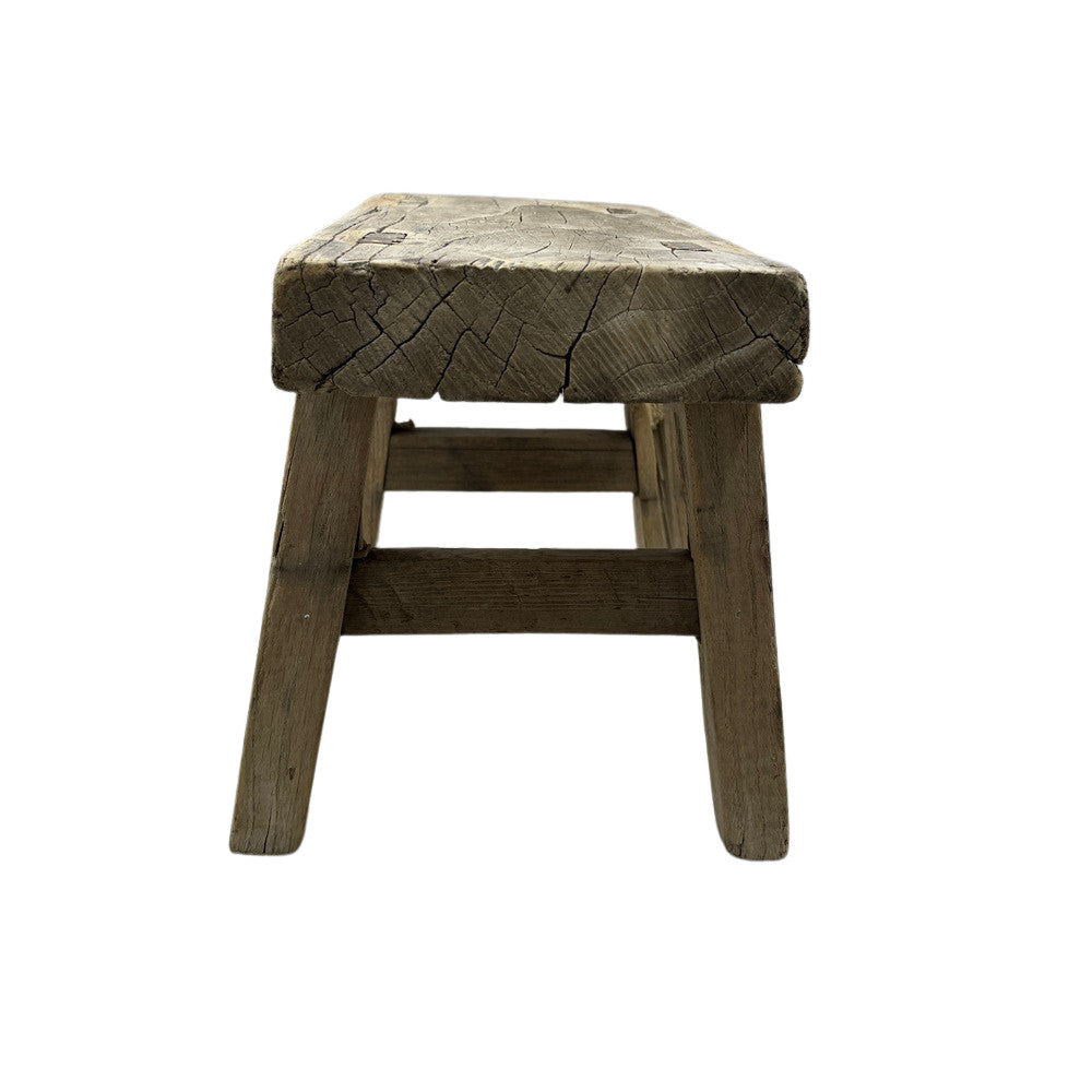 Vintage Mini Elm Wood Workers Stool - Berbere Imports