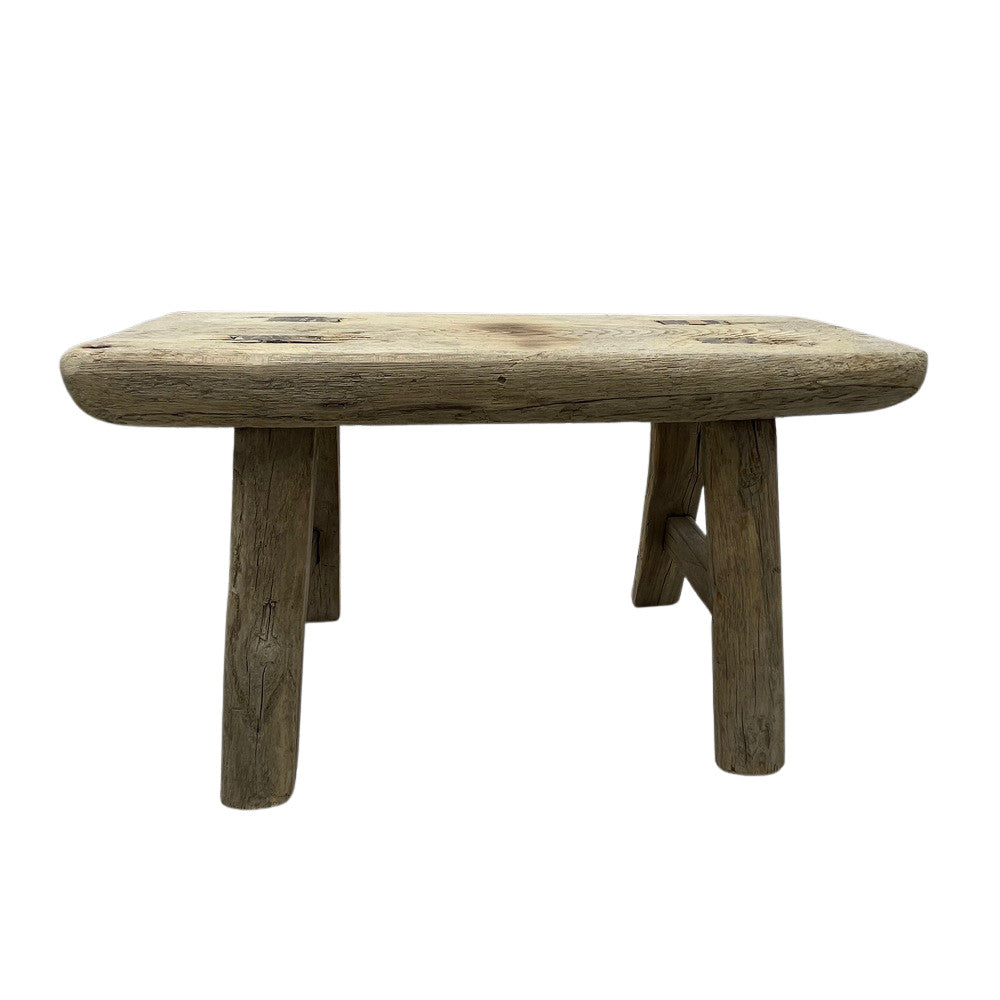 Vintage Mini Elm Wood Workers Stool - Berbere Imports