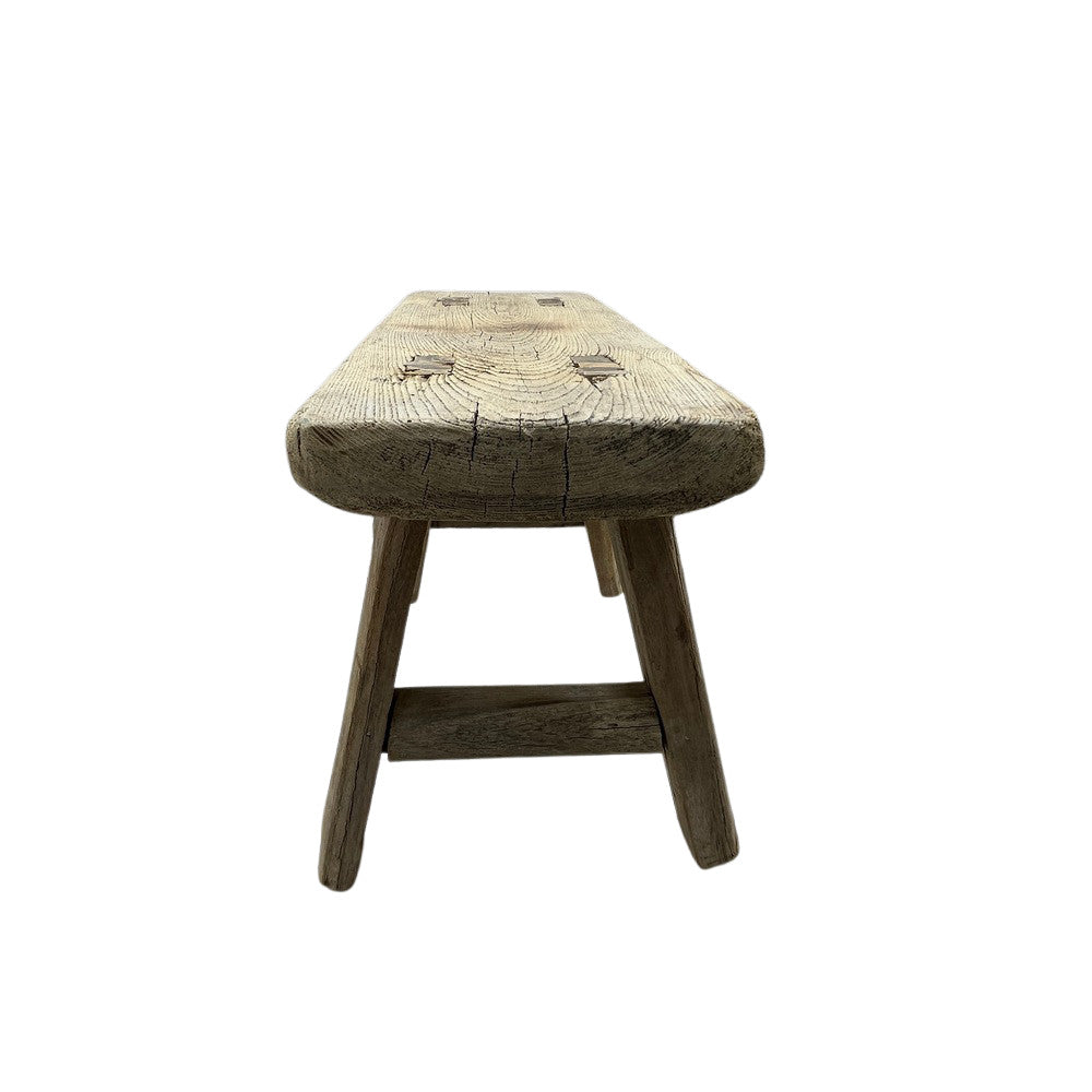 Vintage Mini Elm Wood Workers Stool - Berbere Imports