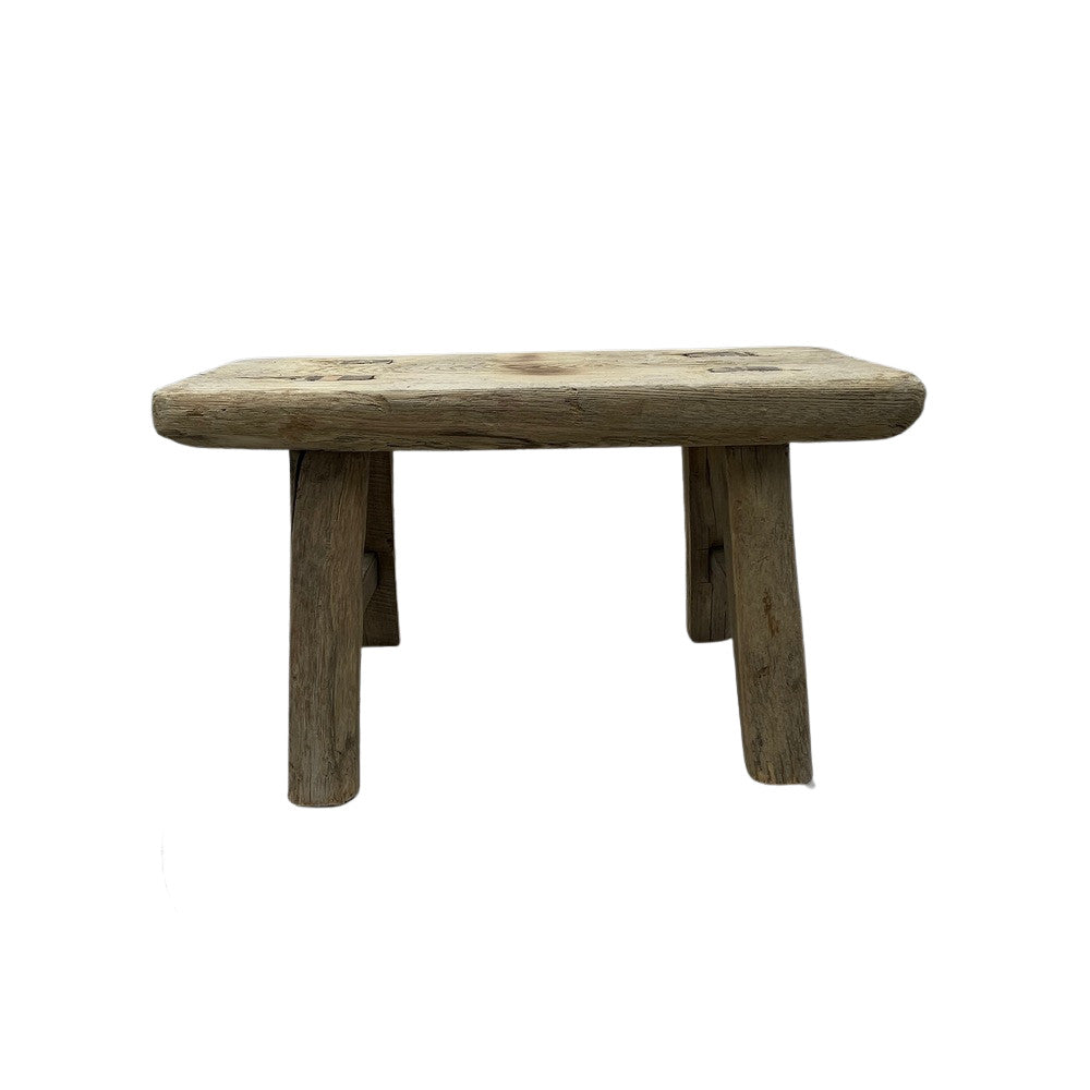 Vintage Mini Elm Wood Workers Stool - Berbere Imports