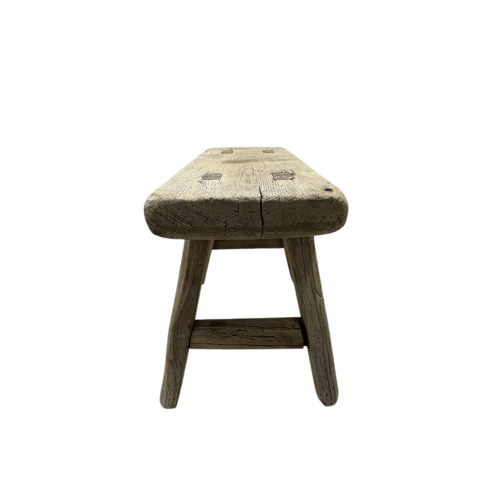 Vintage Mini Elm Wood Workers Stool - Berbere Imports