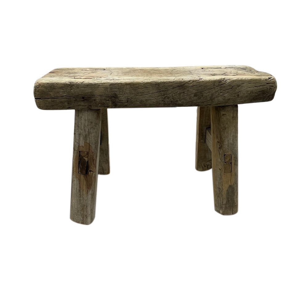 Vintage Mini Elm Wood Workers Stool - Berbere Imports