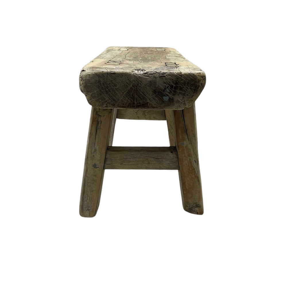 Vintage Mini Elm Wood Workers Stool - Berbere Imports