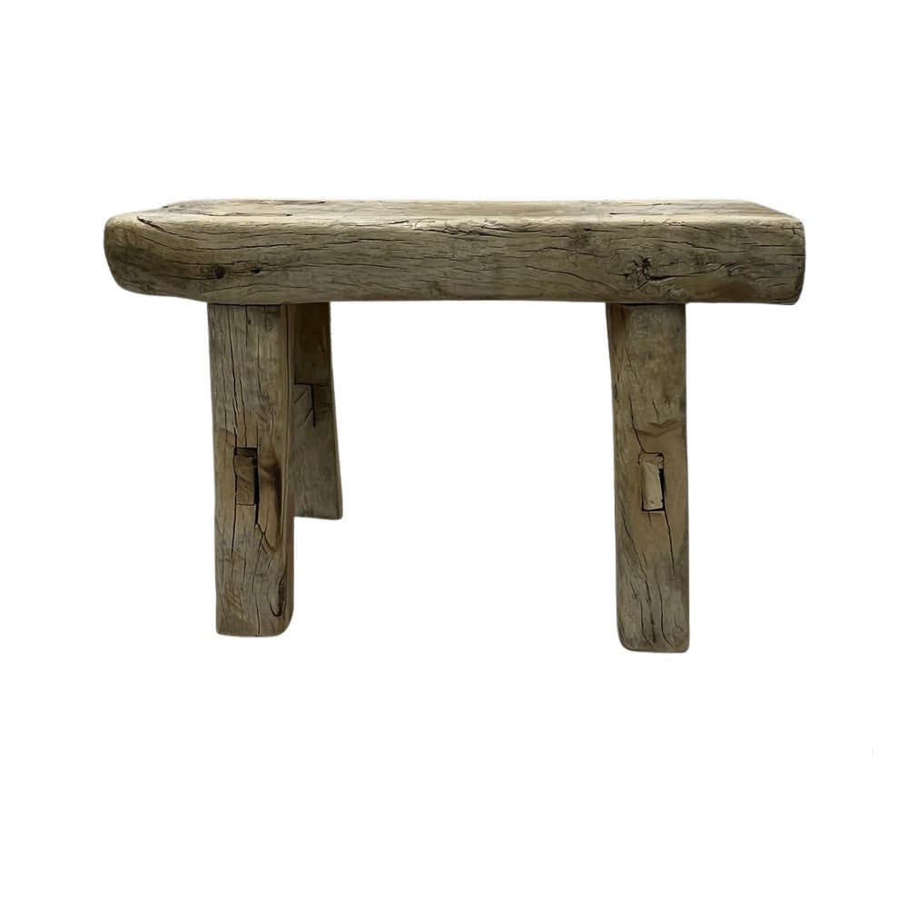 Vintage Mini Elm Wood Workers Stool - Berbere Imports