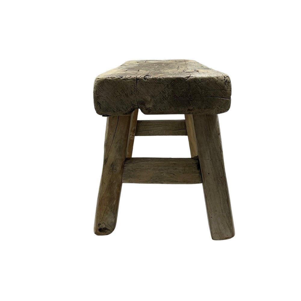 Vintage Mini Elm Wood Workers Stool - Berbere Imports