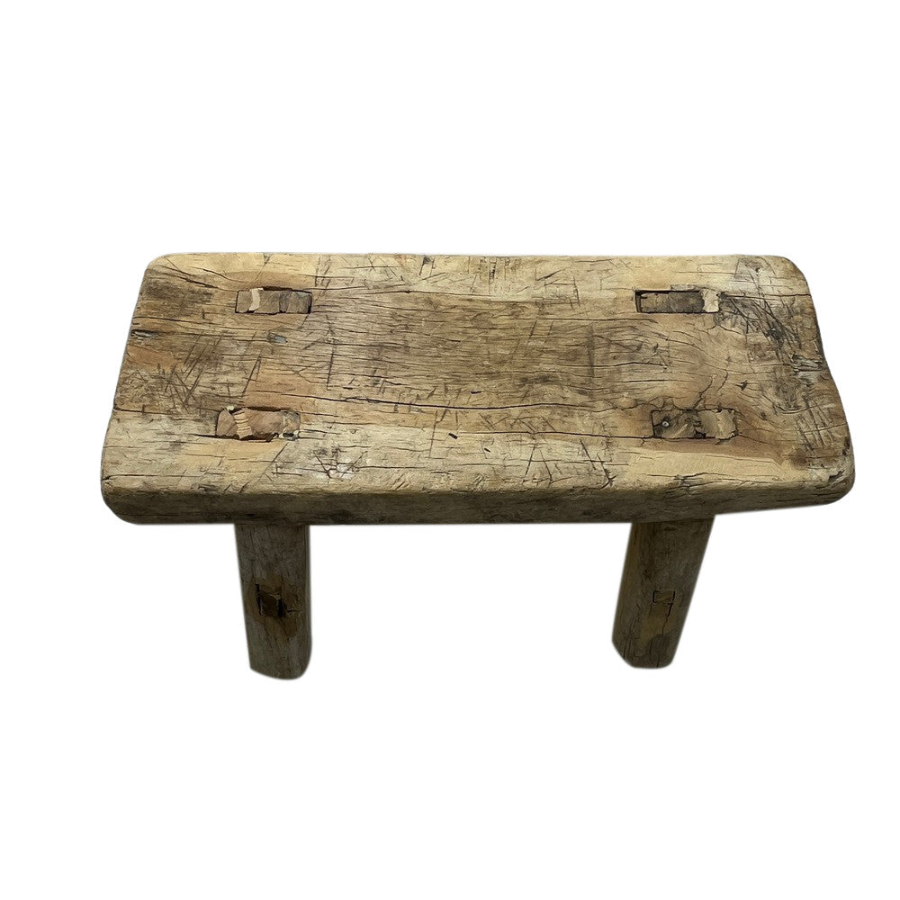 Vintage Mini Elm Wood Workers Stool - Berbere Imports