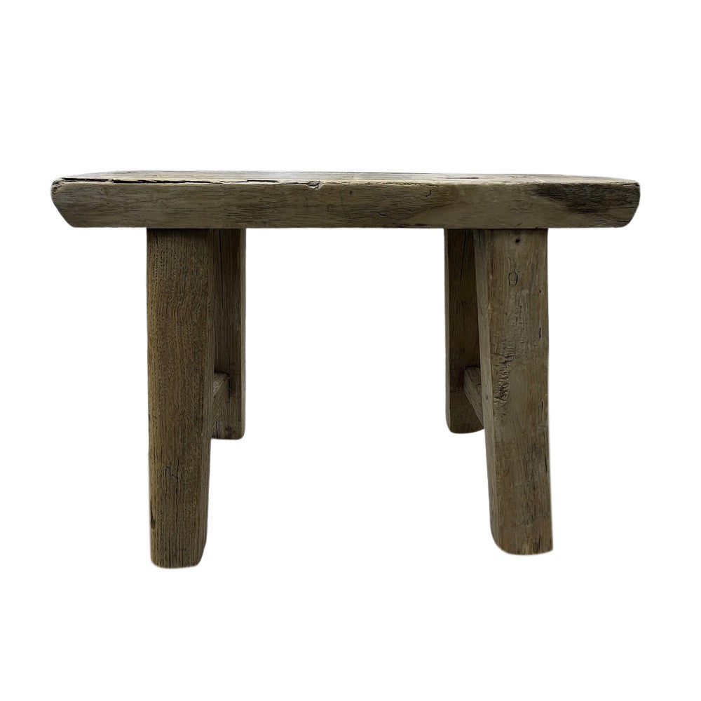 Vintage Mini Elm Wood Workers Stool - Berbere Imports