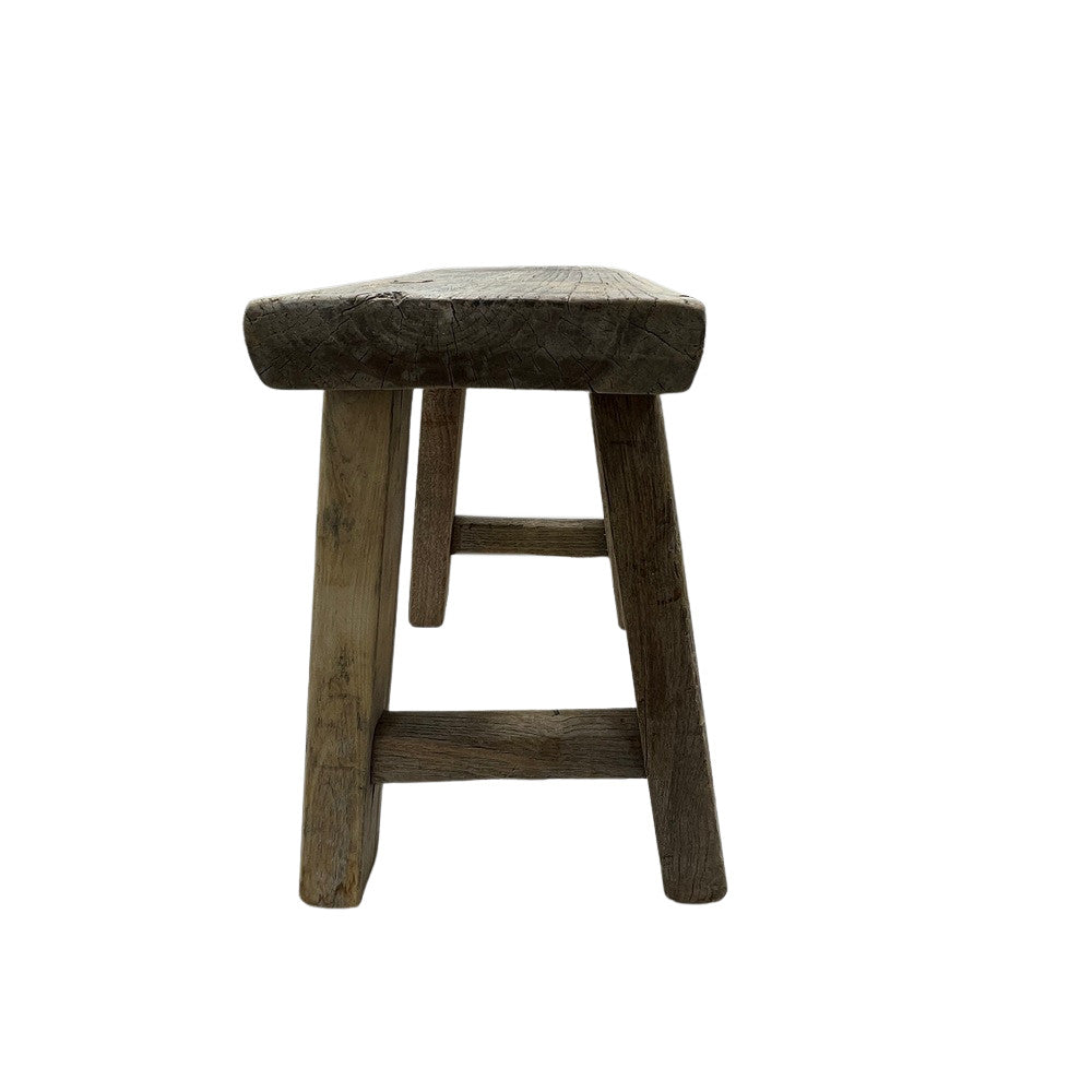 Vintage Mini Elm Wood Workers Stool - Berbere Imports