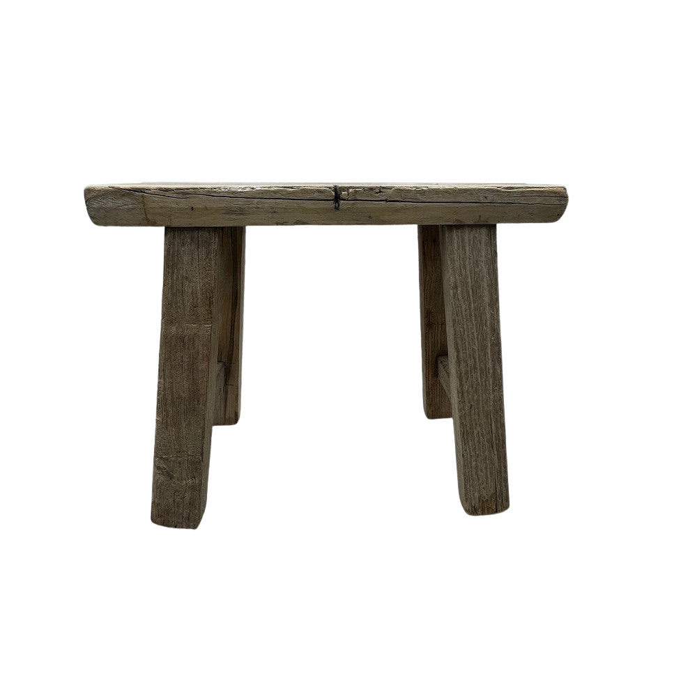 Vintage Mini Elm Wood Workers Stool - Berbere Imports