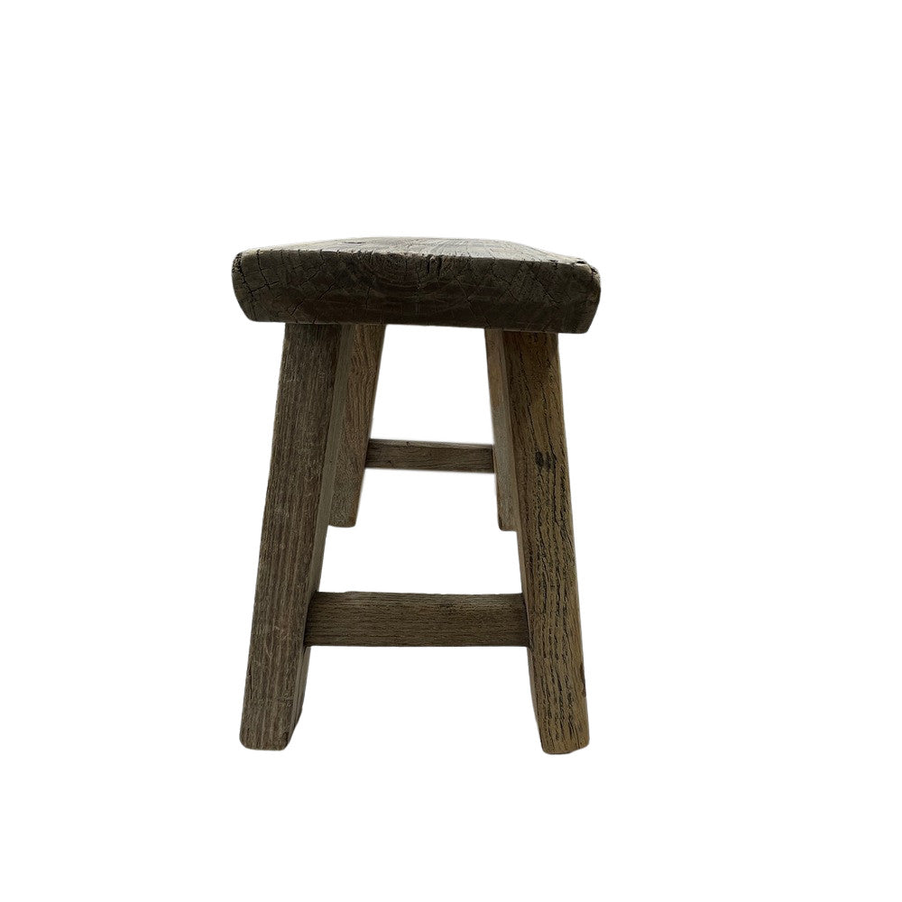 Vintage Mini Elm Wood Workers Stool - Berbere Imports