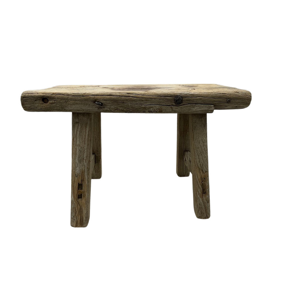 Vintage Mini Elm Wood Workers Stool - Berbere Imports