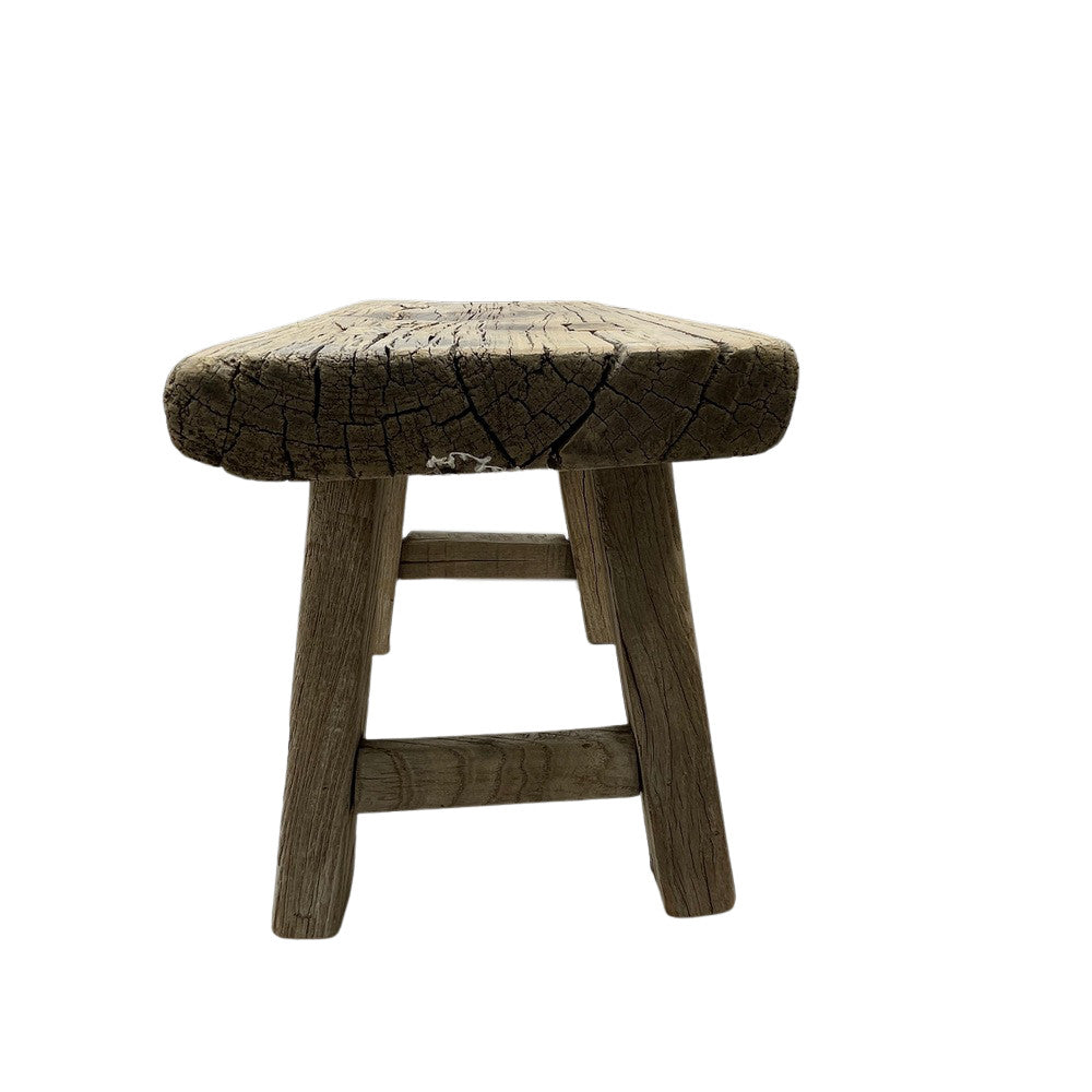 Vintage Mini Elm Wood Workers Stool - Berbere Imports