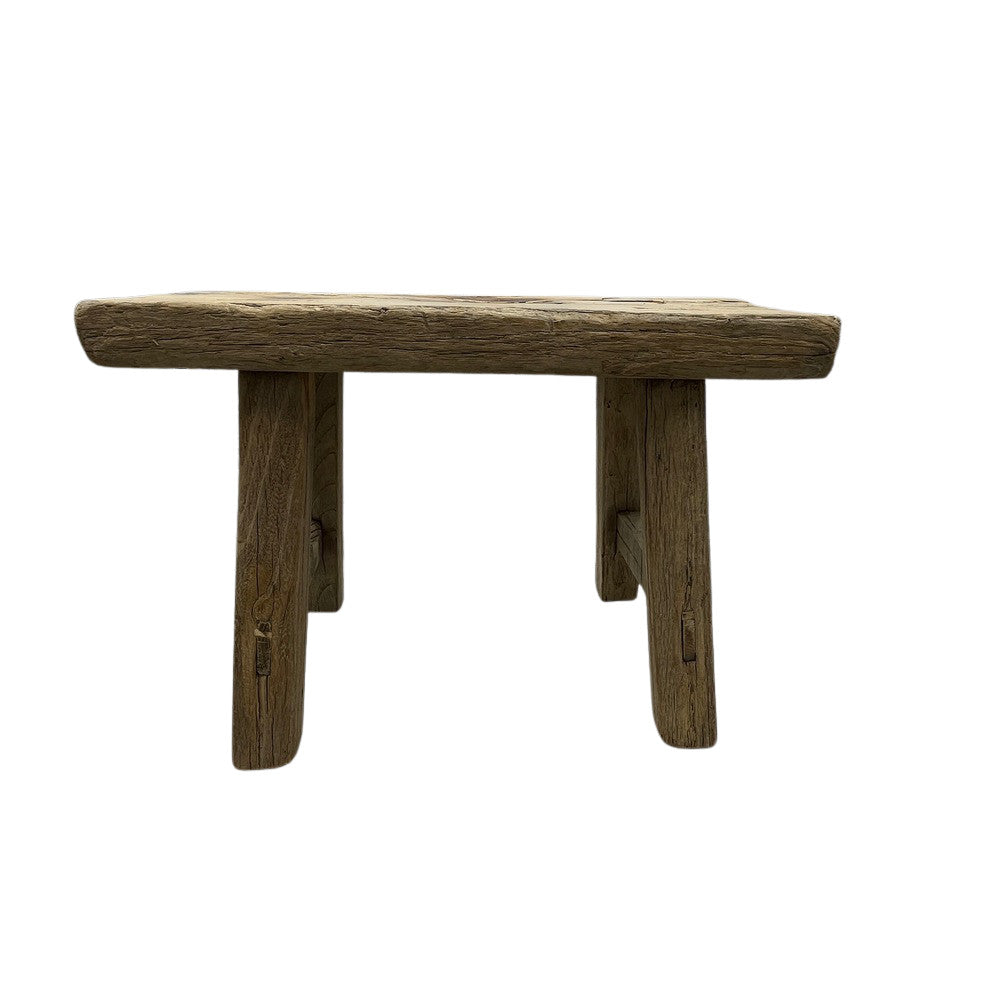 Vintage Mini Elm Wood Workers Stool - Berbere Imports