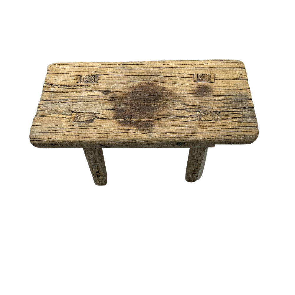 Vintage Mini Elm Wood Workers Stool - Berbere Imports