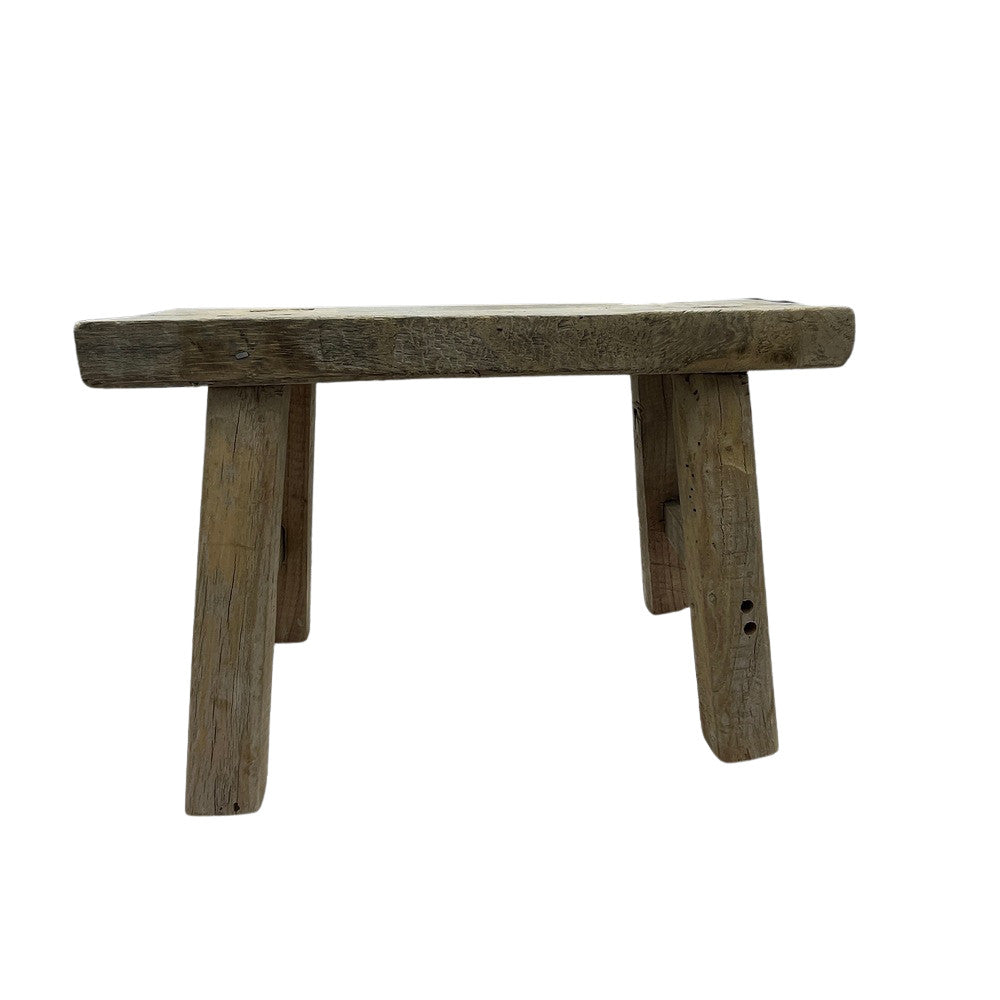 Vintage Mini Elm Wood Workers Stool - Berbere Imports