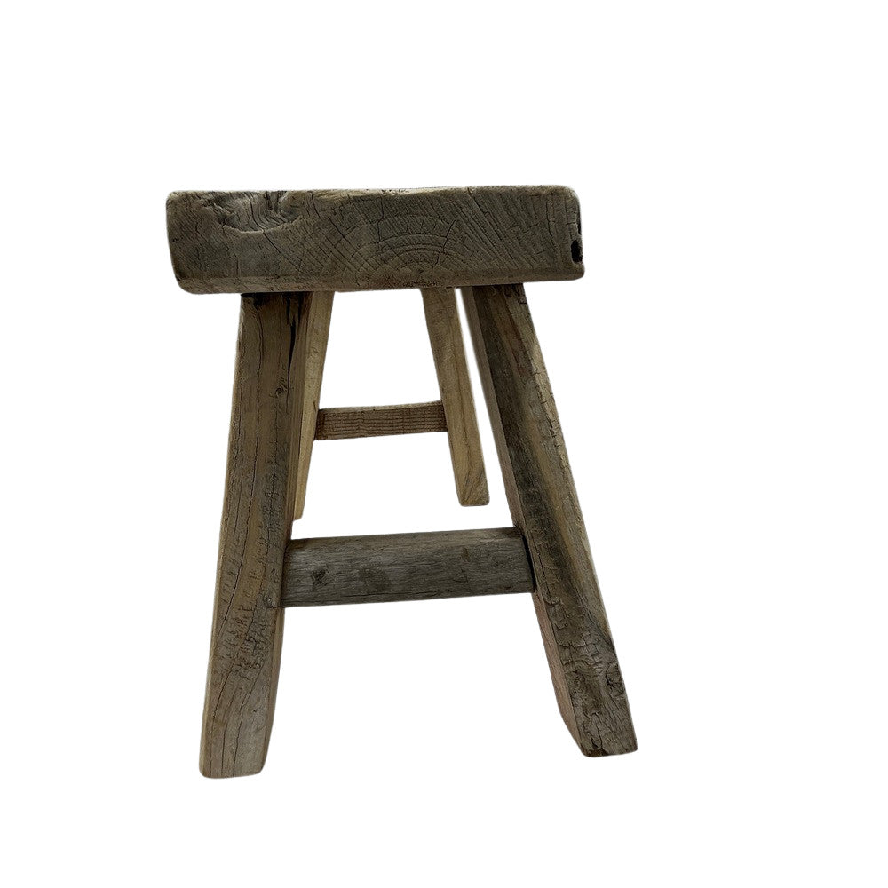 Vintage Mini Elm Wood Workers Stool - Berbere Imports