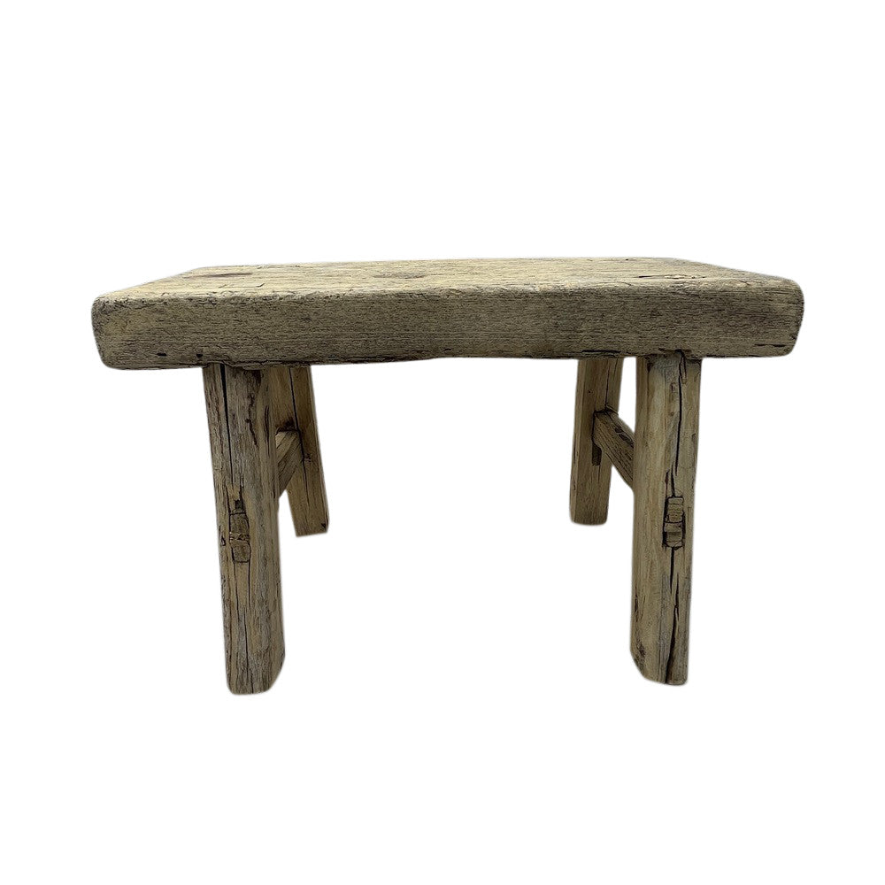 Vintage Mini Elm Wood Workers Stool - Berbere Imports