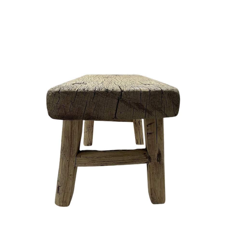 Vintage Mini Elm Wood Workers Stool - Berbere Imports