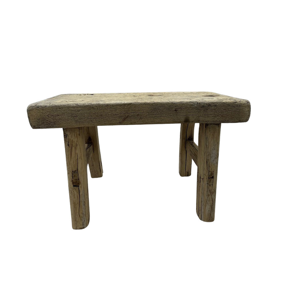 Vintage Mini Elm Wood Workers Stool - Berbere Imports